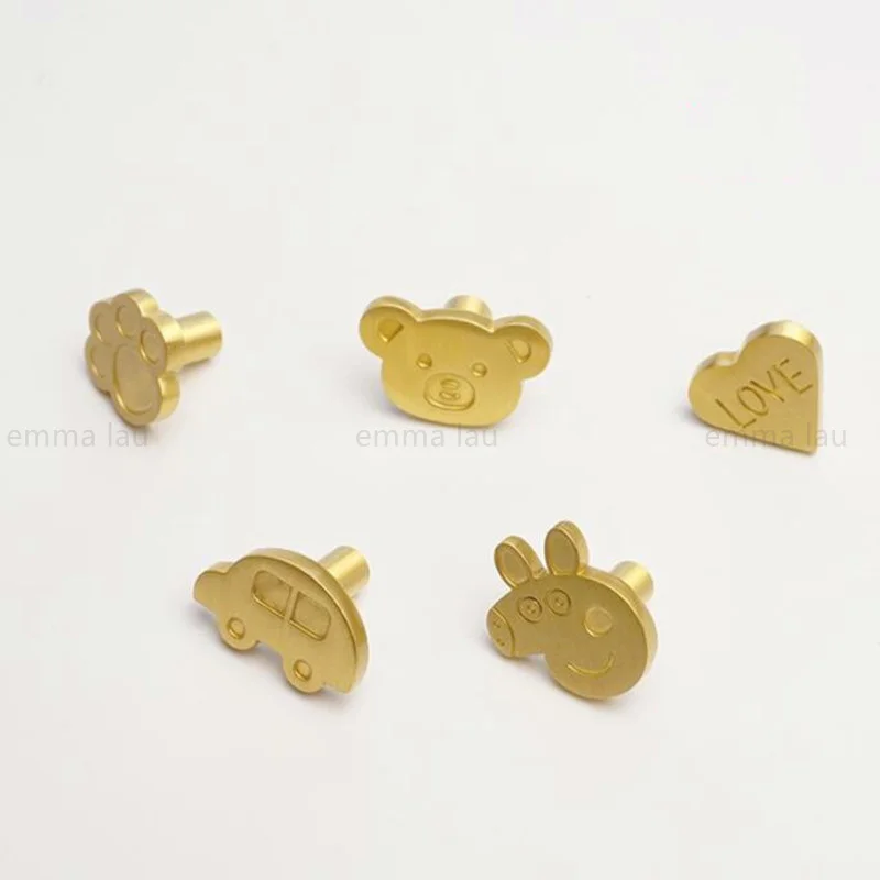 Solid Brass Furniture Handle Door Knobs Carton Bear Car Shape Handles for Cabinet Kitchen Cupboard Drawer Children's Room Handle