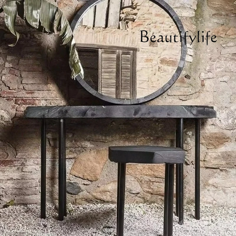 

Simple and stylish entrance table wabi-**** wind natural log solid wood table irregular art designer