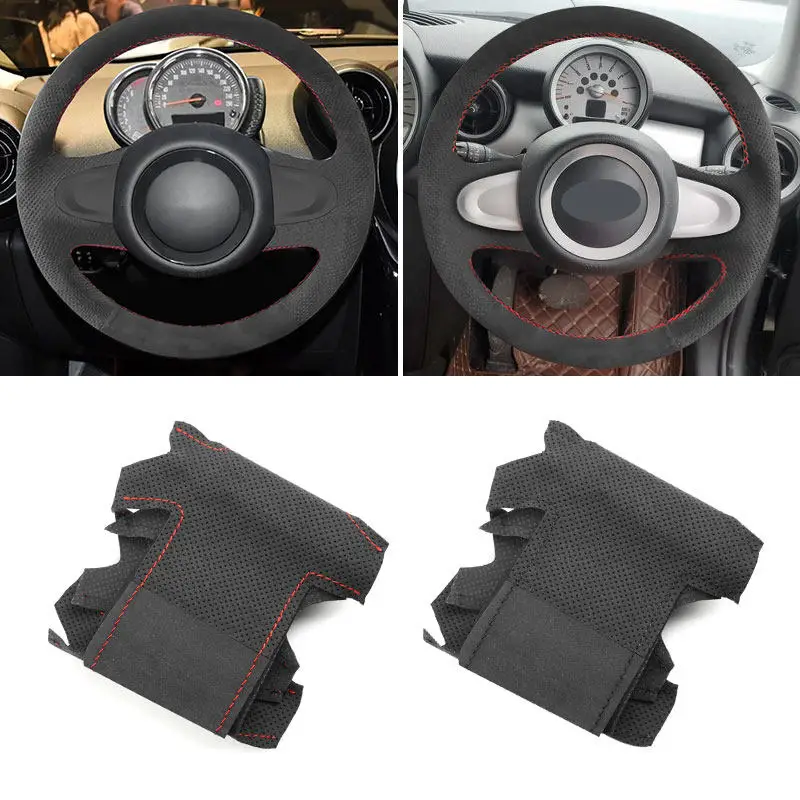 For Mini R56 R57 Cooper Coupe Countryman Roadster Clubman Clubvan Convertible Paceman Car Steering Wheel Suede Leather Cover