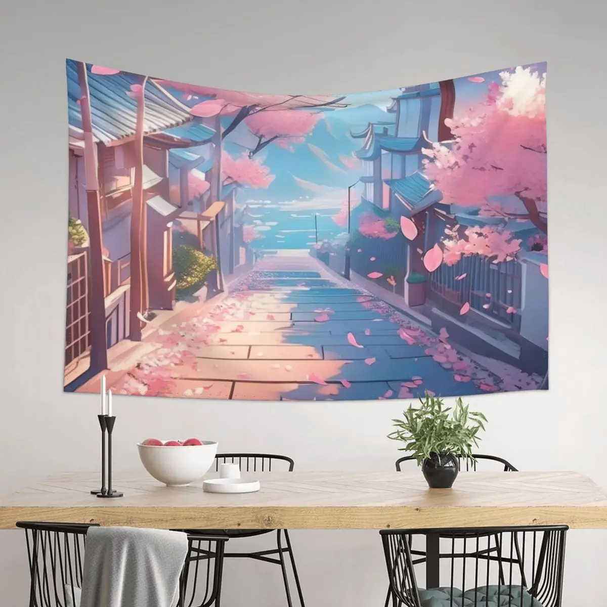 

Cherry blossom street aesthetic in Japan Tapestry Wall Decoration Items Room Decorations Decoration Bedroom Tapestry