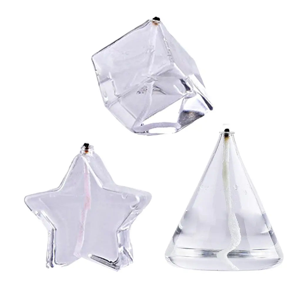 Romantic Refillable Glass Oil Lamp Clear Oil Burning Lamp Tealight Candles Unscented with Cotton Wick for Wedding Decoration