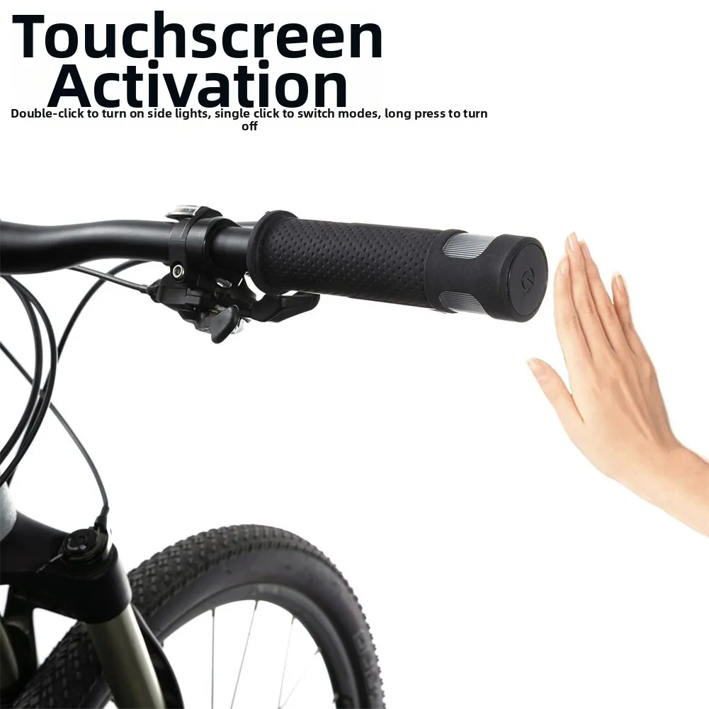 Handlebar End Lights for Bikes Featuring 12 LED Modes Touch Control Functionality and Fast Charging Support via Type C Port