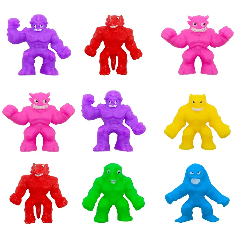 10pcs Kids Karakter Zachte Modder Stress Reliever Speelgoed Stretching Monsters Knijpen Poppen met Knijpen Muziek Kenmerken voor Gift