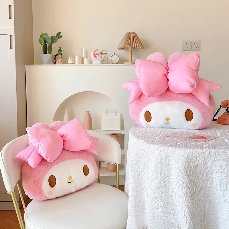 Kawaii minha melodia plushies travesseiro macio encosto de cabeça cinto de segurança capa almofada traseira do carro recheado anime fofinho brinquedo de pelúcia presentes menina