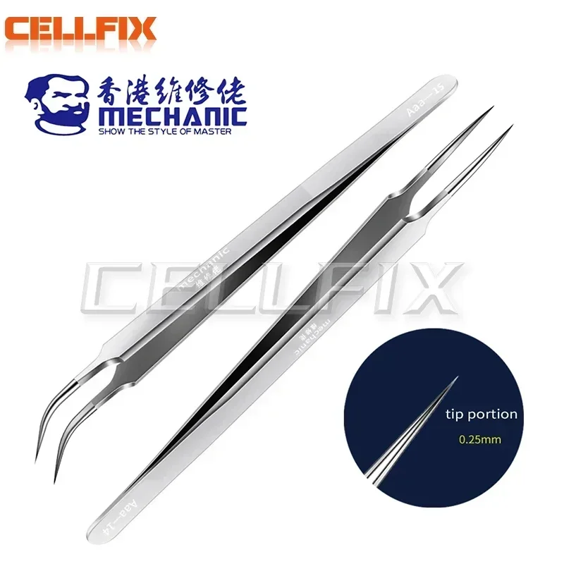 MECHANIC Aaa-14 Stainless Steel Ultra Fine High Hardness Tenacity Durable Tweezers For SMD PCB BGA Motherboard Micro Repair Tool