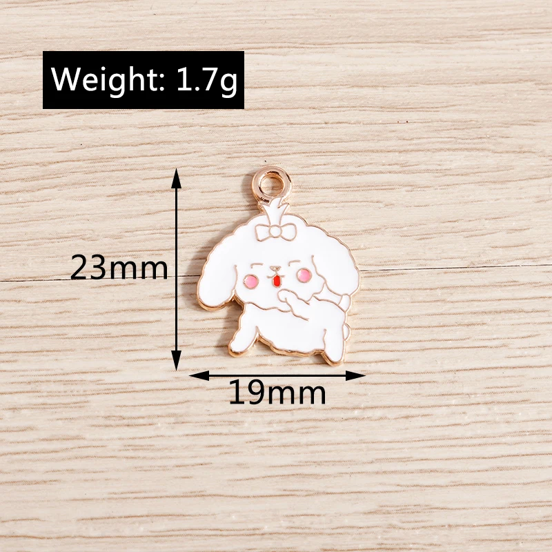 10pcs 19x23mm Cartoon Puppy Charms Enamel Animal Dog Charms Pendants for DIY Drop Earrings Necklace Jewelry Making Accessories