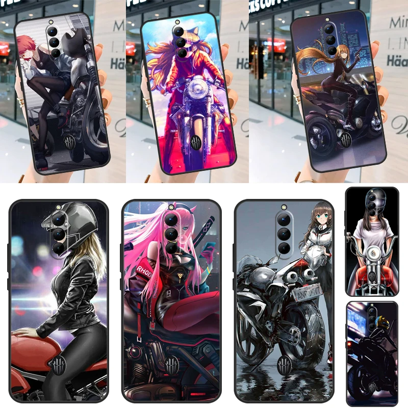 Motorcycle girl Anime Case For ZTE Nubia Red Magic 8 Pro Plus Cover For Redmagic 6R 5G 5S 7S 7 6S 6 Pro Coque