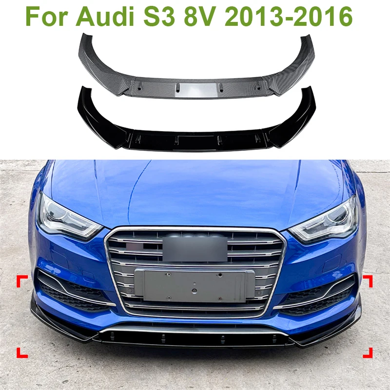 

For Audi S3 8V 2013 - 2016 Black 2014 Car Front Bumper Spoiler Lip Lower Splitter Protector Blade Spoiler Diffuser Deflector