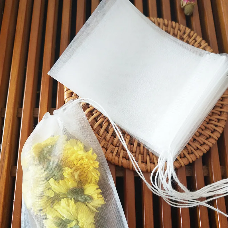 Disposable Tea Bags Nylon Food Grade Transparent 50Pcs/Lot Tea Strainer Teabags With String Heal Seal Empty Tea Infuser