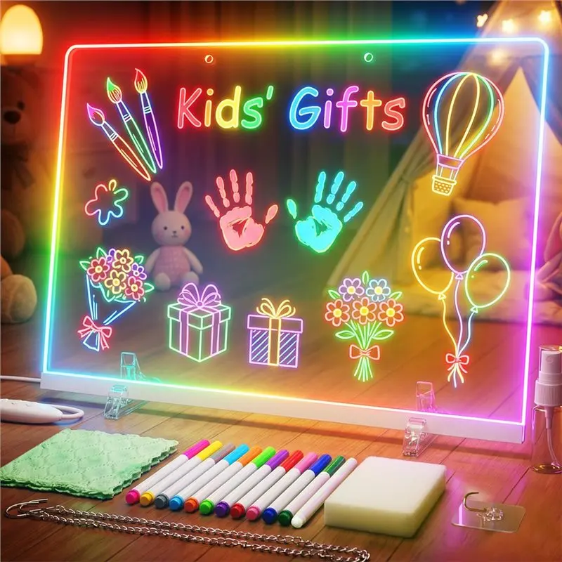 HOT!A72T Led Drawing Board For Kids - Flicker-Free LED Note Board, 10 Light Effects & 4 Light Intensities Drawing Tablet
