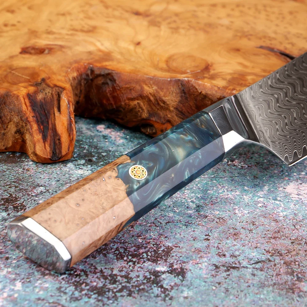 XITUO Professional Kitchen Knives Set 1-6PCS,Damascus Steel Santoku,Cleaver,Paring,Bread Boning Cooking Knives Resin Wood Handle