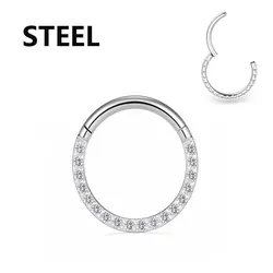 Stainless Stee Hoop CZ Stone Nose Ring Ear Cartilage Tragus Helix Lip Earring Piercing Body Jewelry