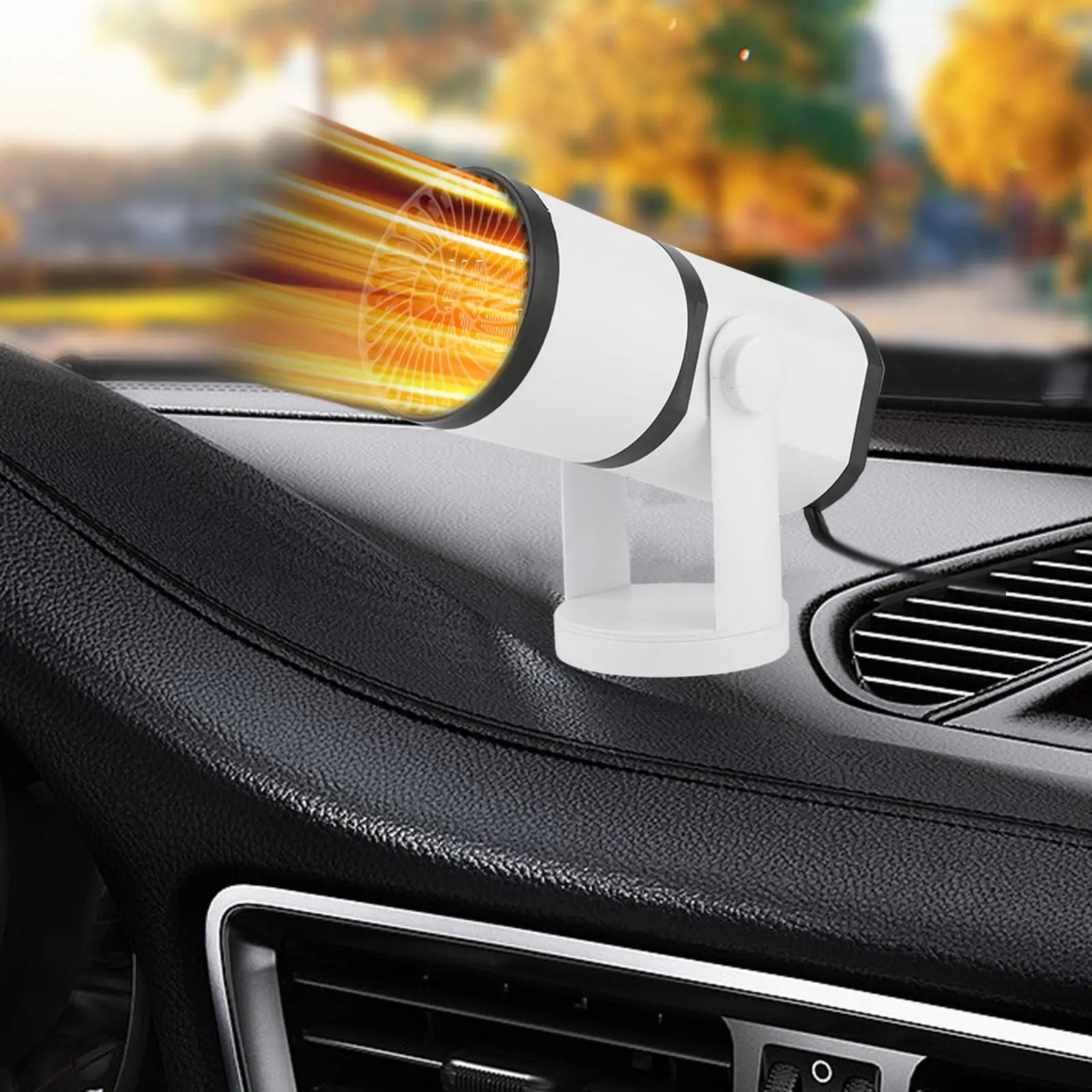 12V 150W Car Heater Fan Window Defroster 7.4x3.4inch 360 Degree Rotation for Automobile Easily Install Sturdy Accessories