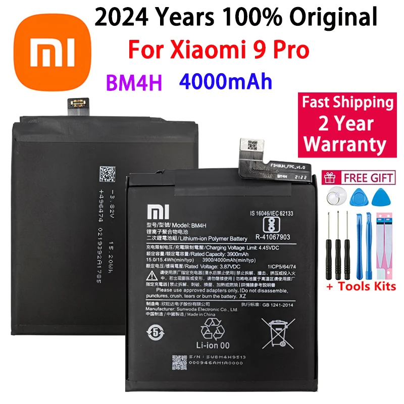 

2024 Years 100% Original High Quality BM4H 4000mAh Battery For Xiaomi 9 Pro Mi 9 Pro Phone Replacement Batteries Fast Shipping