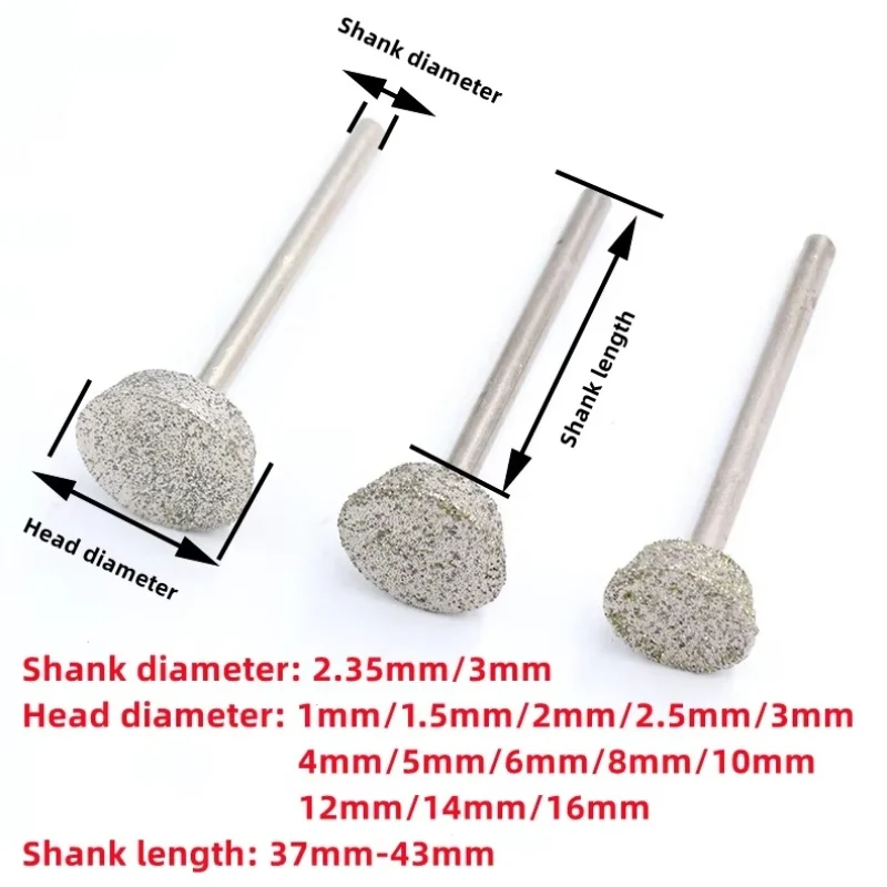 Inverted Trapezoid Polishing Engraving Bit Diamond Grinding Head 2.35/3mm Shank for Jade Glass Carving Abrasive Rotary Tool