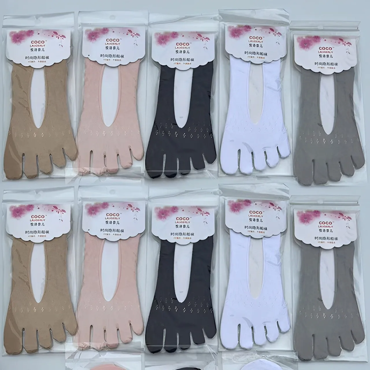 

1/5Pairs Women Summer Five-Finger Socks Ultrathin Toe Invisible Toe Silk Socks with Silicone Anti-Skid Breathable Anti-Friction