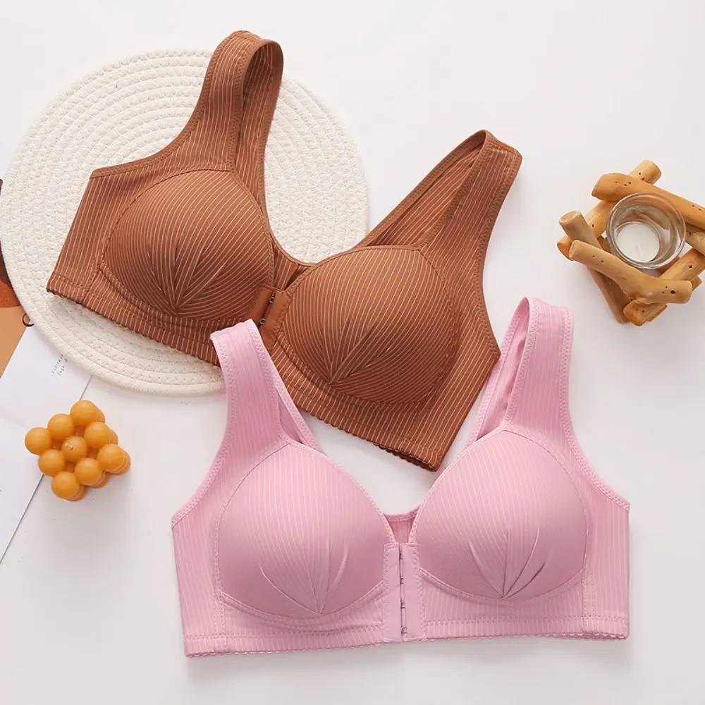 

Thin Large Size Wireless Deep V Bras Shockproof Anti-sagging Seamless Bra Front Button Underwear Women's Push Up Bra Summer