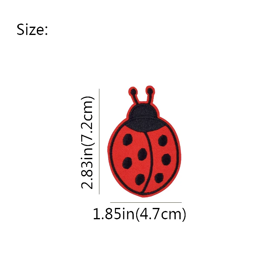 Patches for Clothes Iron on Applique Insect Stripes Sew Embroidery Patch for Jacket Cute Seven-Spot Ladybug Accessories 10 PCS