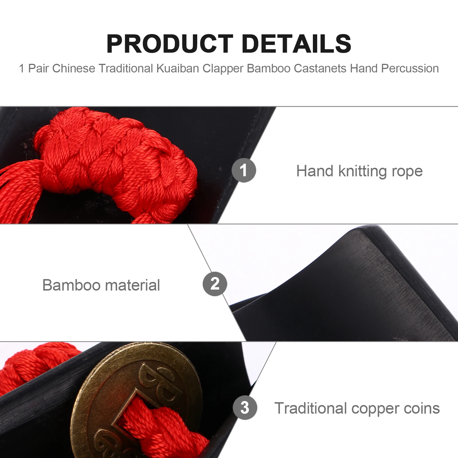 

Children's Allegro Unique Musical Instruments Handheld for Adults Black Castanet Toy Chinese China Clapper