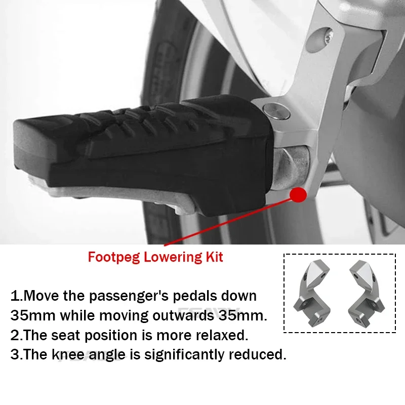 For BMW R1200GS R1250GS LC ADV Adventure R 1200GS 2013-2023 2022 Motorcycle Passenger Footpeg Move Down About 35mm Lowering Kit