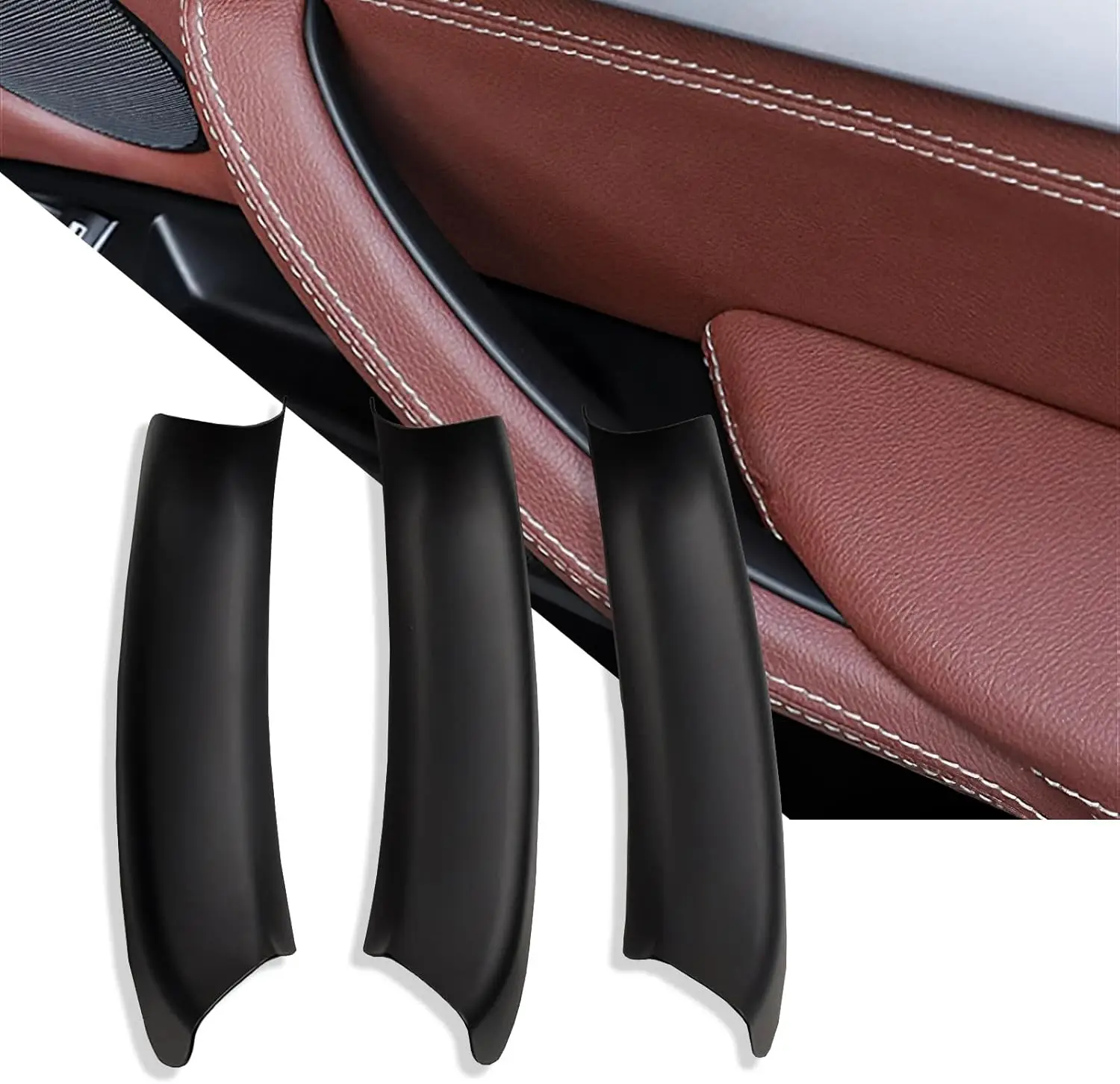3PCS Higher Quality Interior Door Pull Handle Covers Compatible with BMW X3 F25 2010-2016 X4 F26 2014-2017,Black