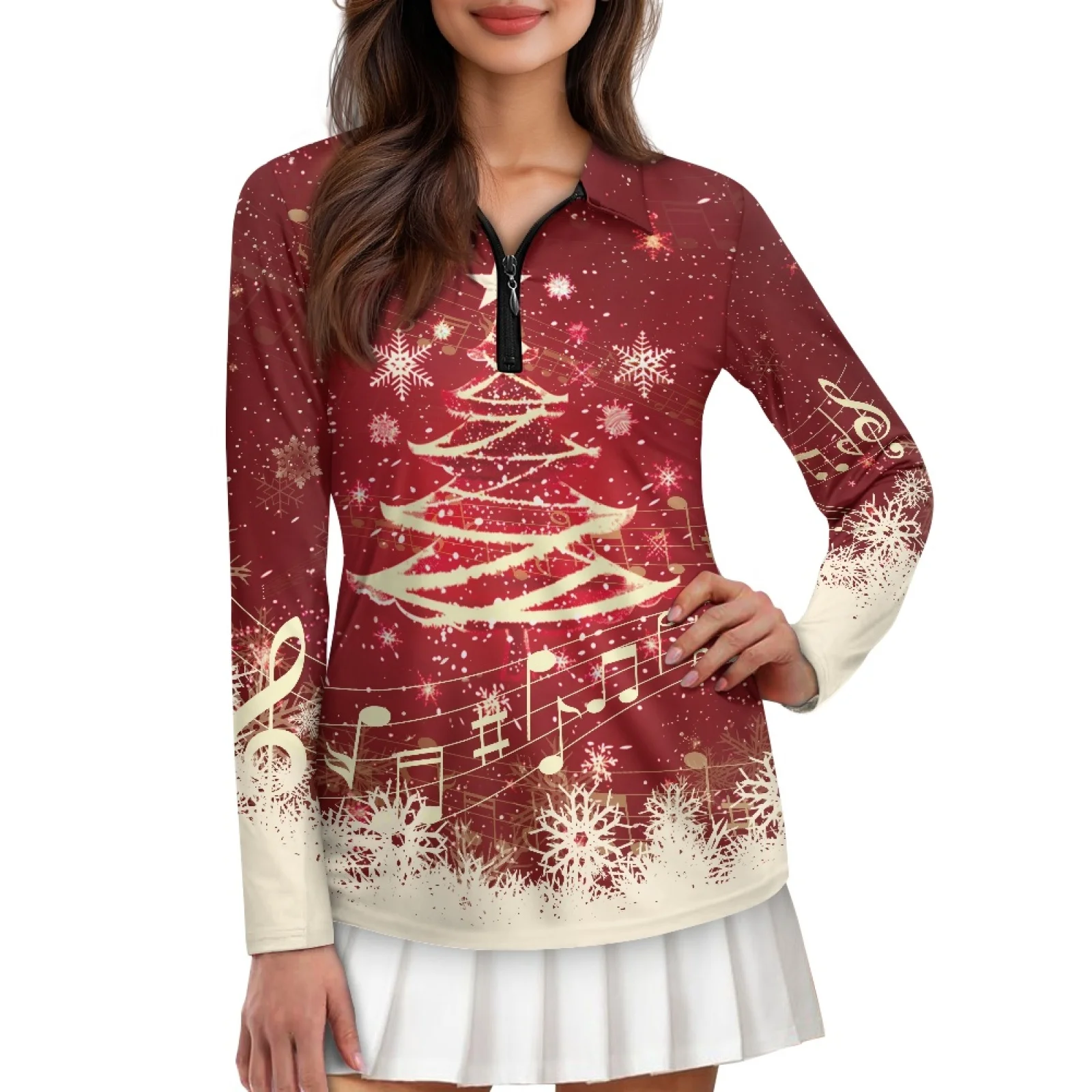 PENSTROLL Christmas tree Womens Moisture Wicking Running Polo Shirts Comfortable Athletic Sport Tops for Hiking