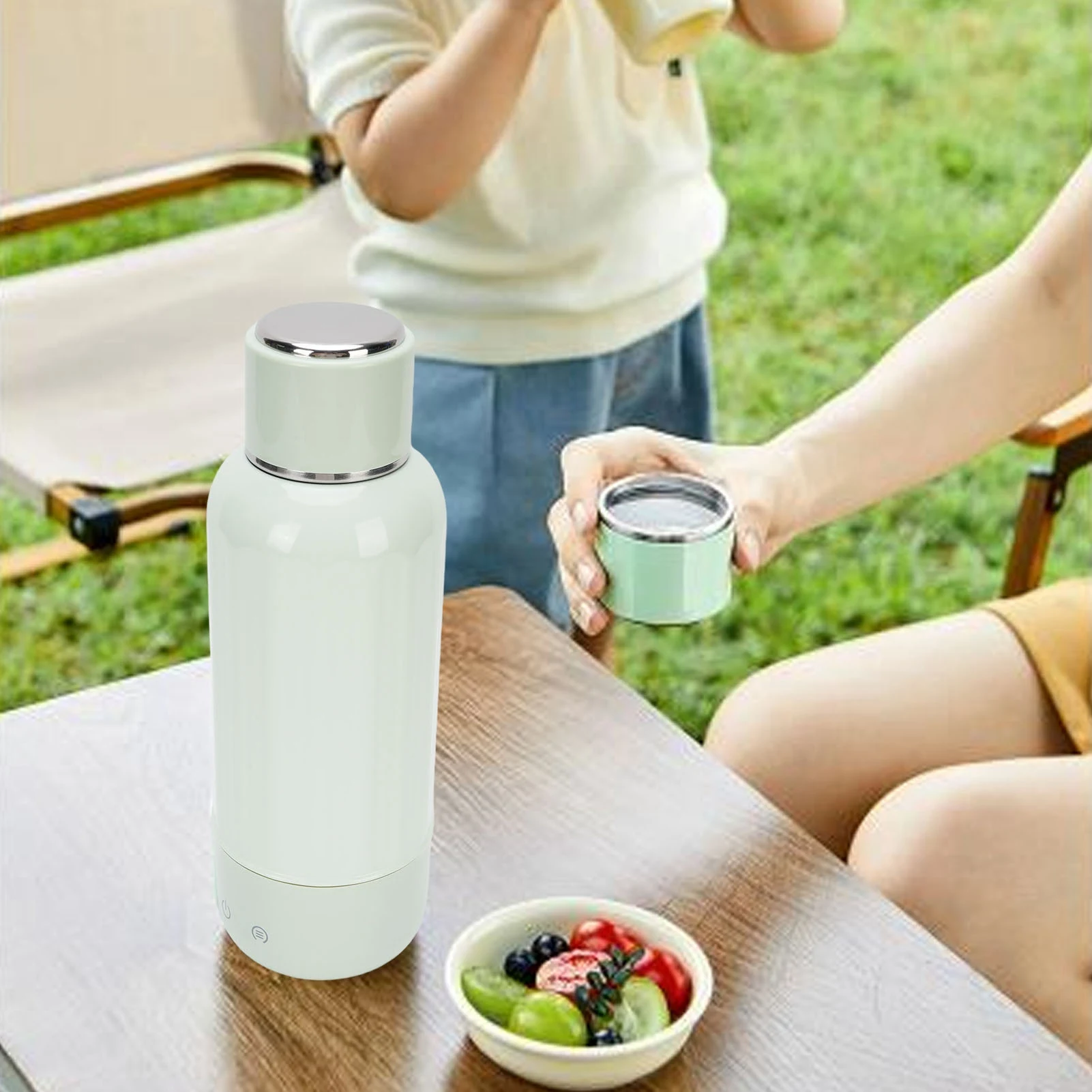 

Portable Electric Kettle 500ml Cordless Rechargeable with 5 Temperature Settings Safe Heatproof for Outdoor Camping Car Travel