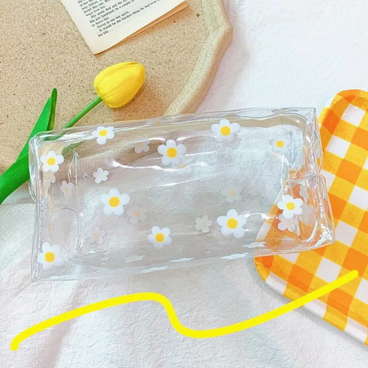 Cute Transparent Pencil Case Large Capacity Pen Box Ladies Cosmetic Bag Back To School Office Supplies Cute Cosmetic Bag