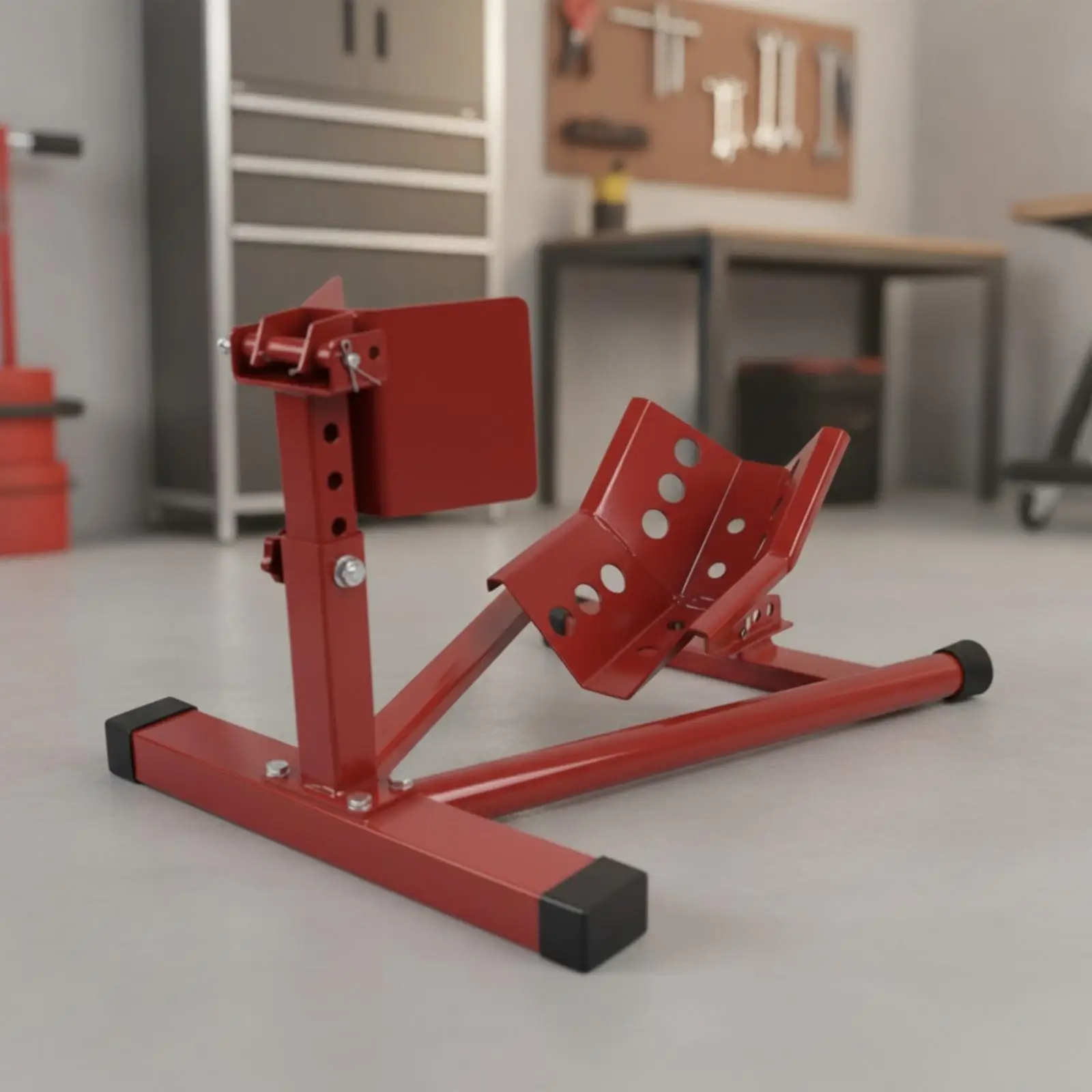 Adjustable Racing Wheel Stand for Motorcycle Parking with Triple Tube Frame and Upright Plate