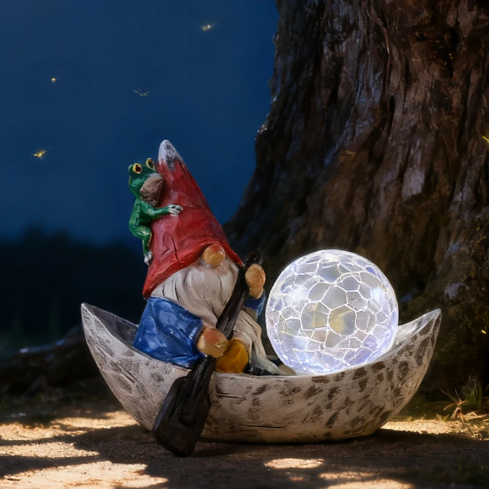 

Hand - Painted Resin Gnome Rowing Statue, Ideal for Outdoor, Garden, Home & Patio Decor,Christmas Gifts