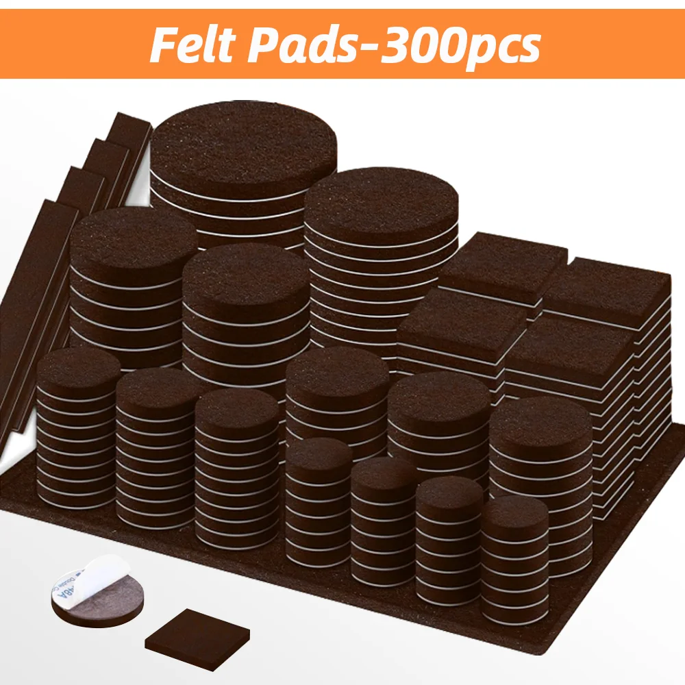 

300PCS Felt Chair Leg Pads, Value Pack of Various Sizes,Felt Furniture Pads for Protecting Hardwood Floors,Self Adhesive