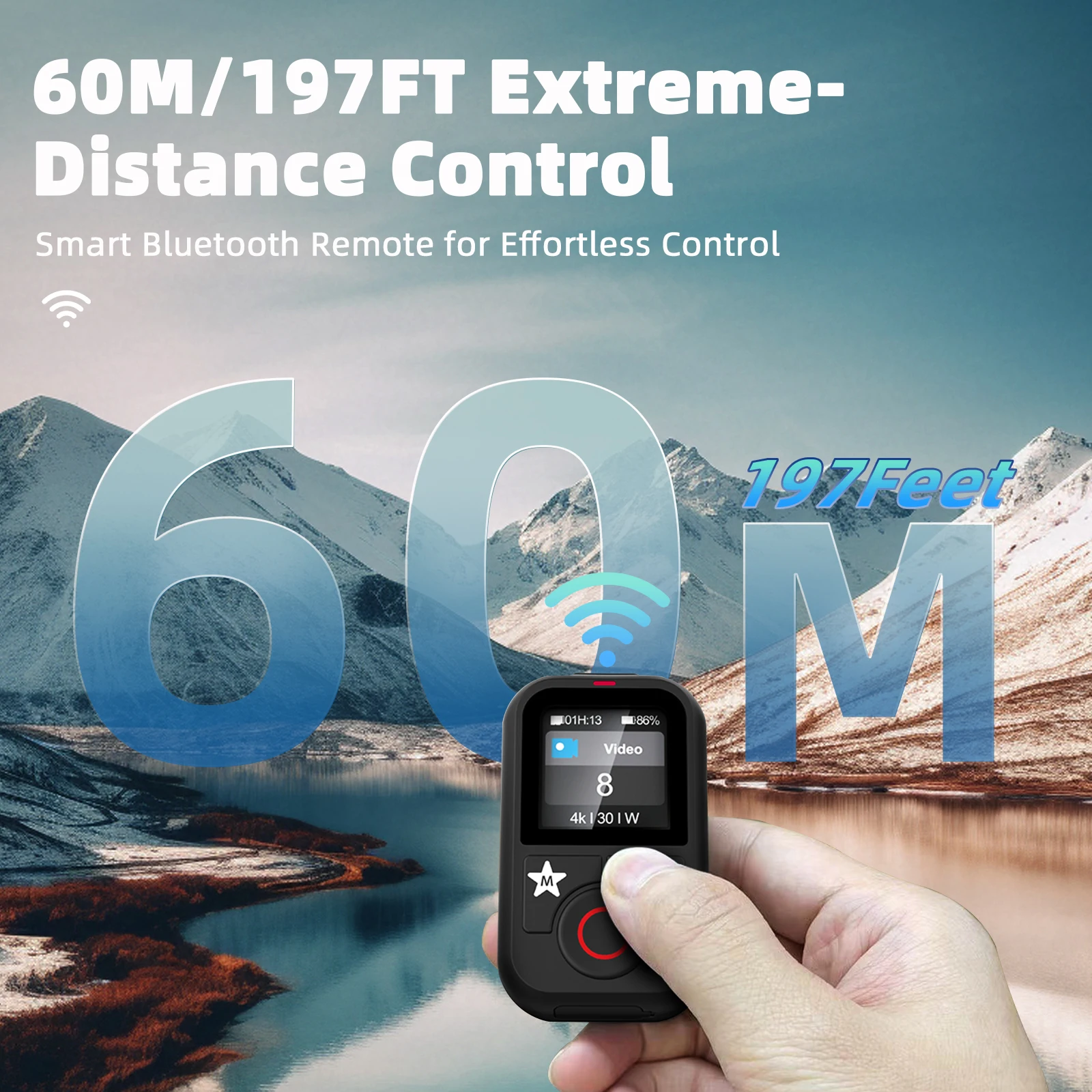 TELESIN Waterproof Smart Bluetooth Remote Control With Wrist Strap For GoPro Hero 13 12 11 10 9 8 Max For Camera Accessories