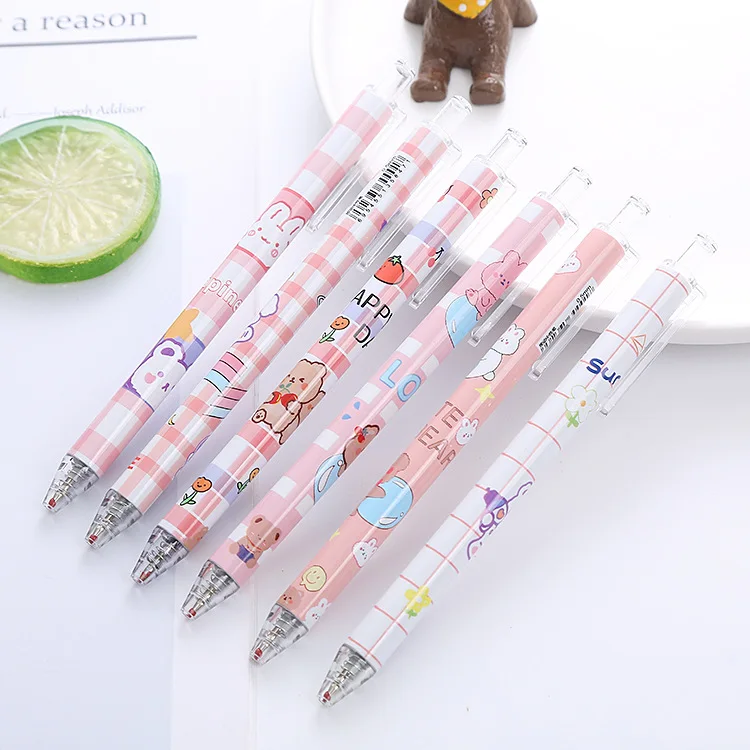 Zoecor 6 stk/partij kawaii gel pen set balpennen briefpapier leverancier caneta stylo pучки 0.5mm zwarte inkt voor schoolkantoor schrijven