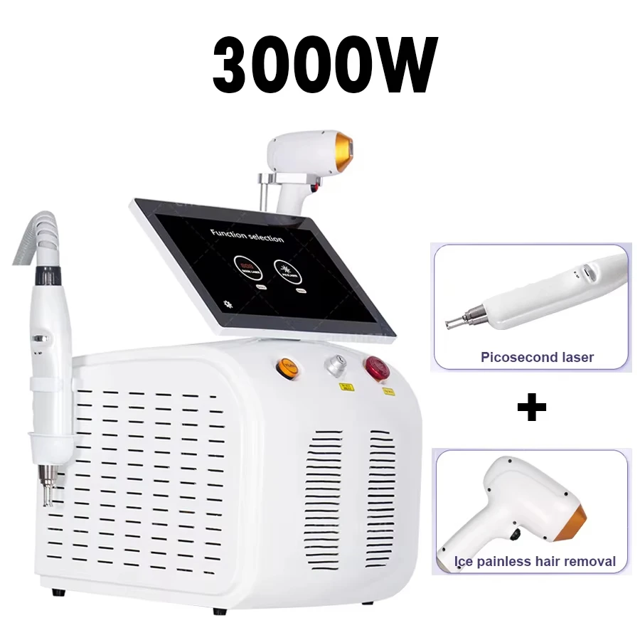 Diode Laser Picosecond Laser 2in1 3000W Diode Laser Hair Removal Tattoo Removal Machine with 3 Wavelength 755nm 808nm 1064NM