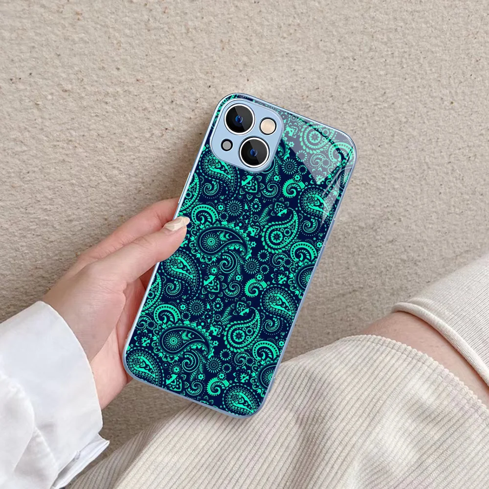 Colorful Mandala Flower Phone Case Tempered Glass For Iphone 14 13 12 11 Pro Mini XS MAX 14Plus X XS XR Fundas image 3