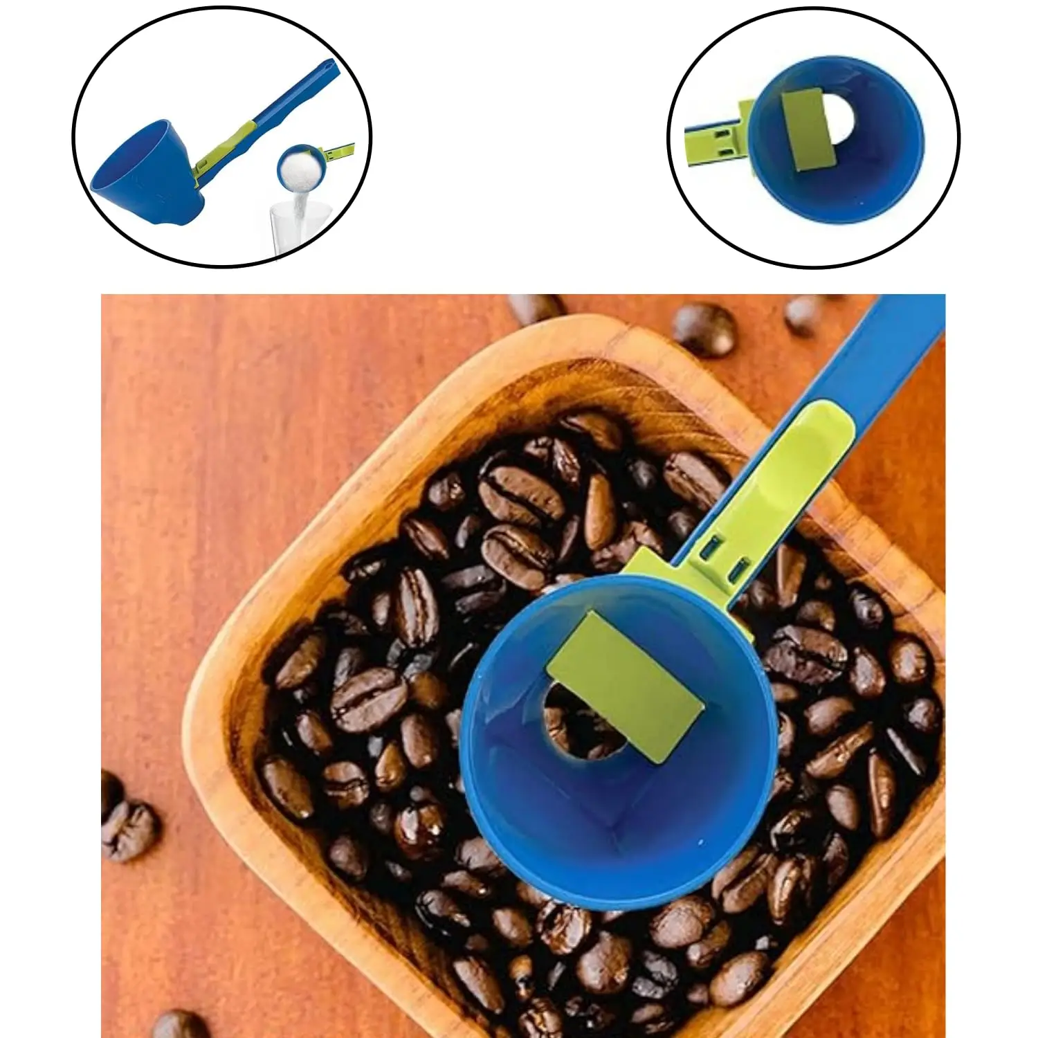 1pc Measuring Spoon Slide Scoop Funnel With Longer Handle Converts to Funnel with Silding Base for Protein Coffee Powder Spoon - view 4