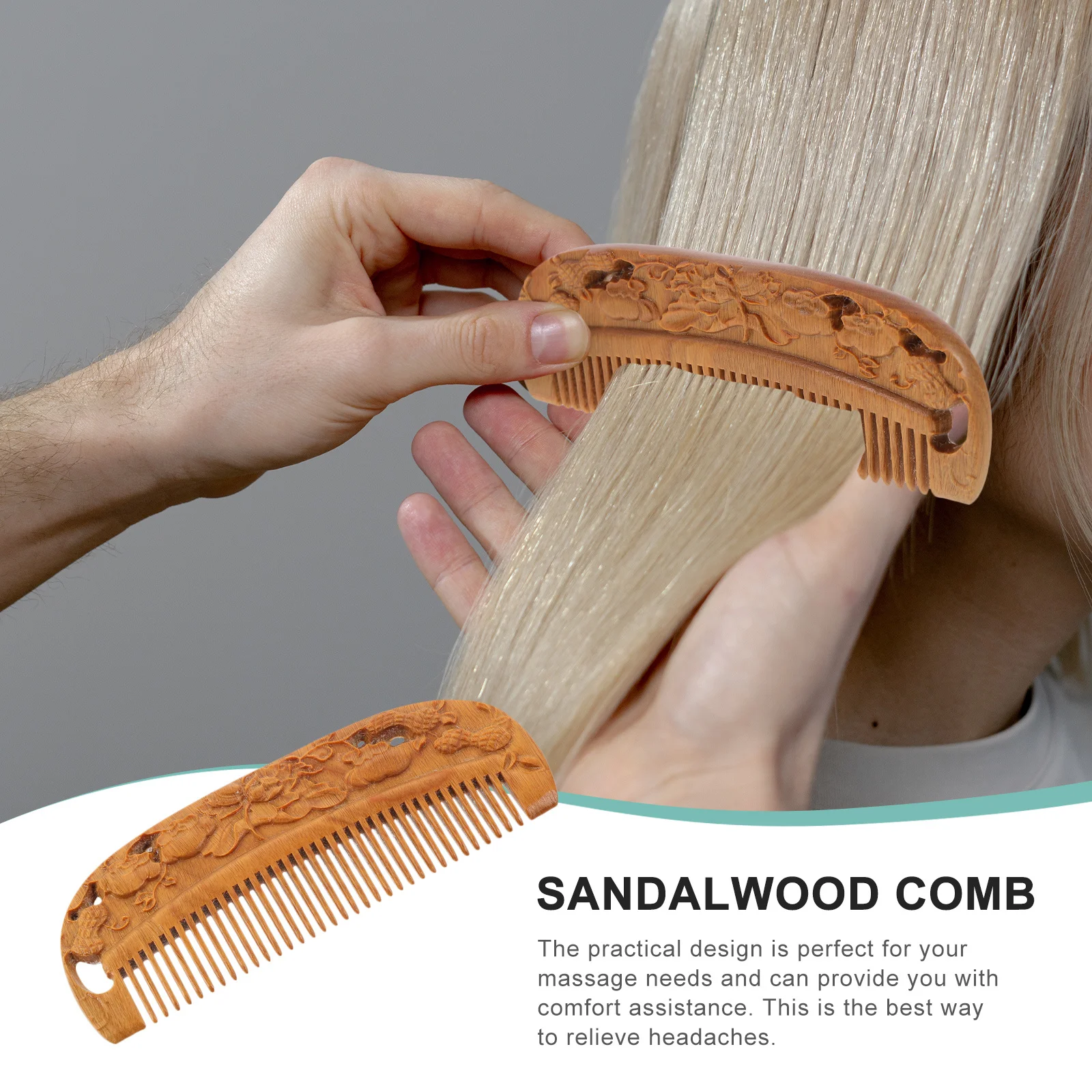 

Натуральная деревянная расческа с полированными зубами для ухода за волосами без зацепок, статические вьющиеся волосы, легко распутываются, все типы, стильный декор для салона