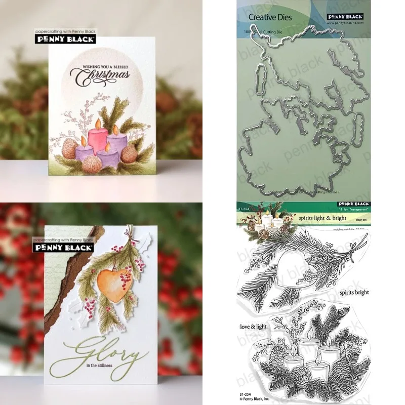 Glory Builder Festive Frond New 2026 Metallstanzformen und Klarsichtstempel für Scrapbooking, Papiergravur, Rahmen und Kartenbasteln