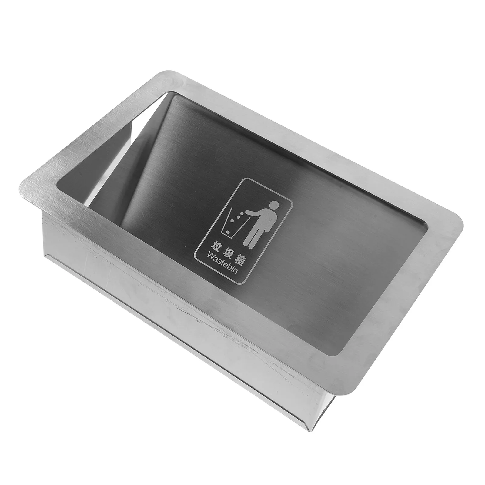Recessed Stainless Steel Garbage Chute Cover 12.97x8.14x3.03 Embedded Trash Bin Lid Side Opening Kitchen Cabinet Waste Bin Cover