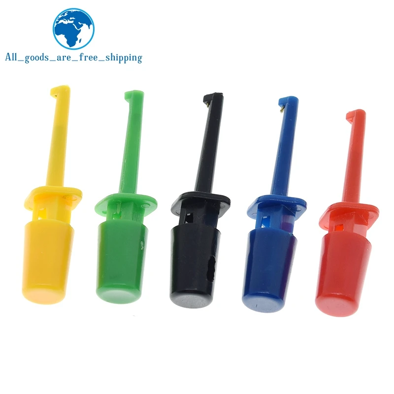 TZT 10Pcs Mini Single Test Hook Clip Test Probe for Electronic Testing IC Grabber Small Size Round Crocodile Clip Hook Test Clip image 3