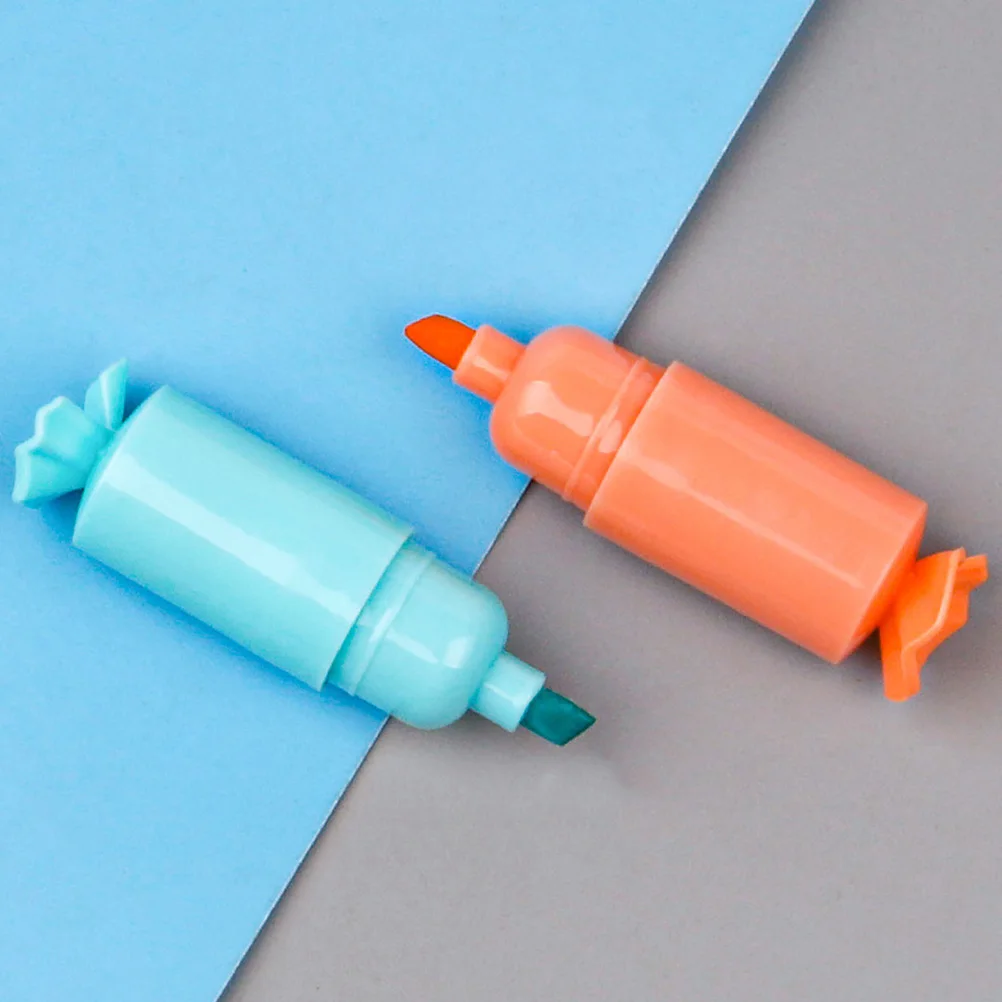 

12 Pcs Fluorescent Highlighters Mini Shaped Marker Pens Portable Leak Supplies Quick Dry Marking Tools