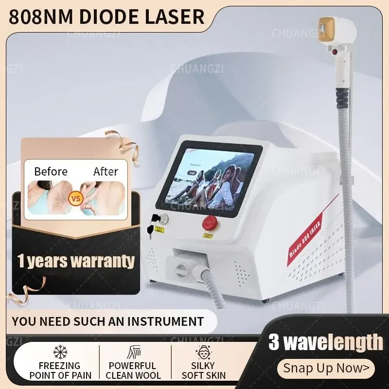 

755nm 808nm 1064nm Three Wavelength Diode Laser Hair Removal Machine for Salon 808 Hair Removal Machine 2025 Latest Update