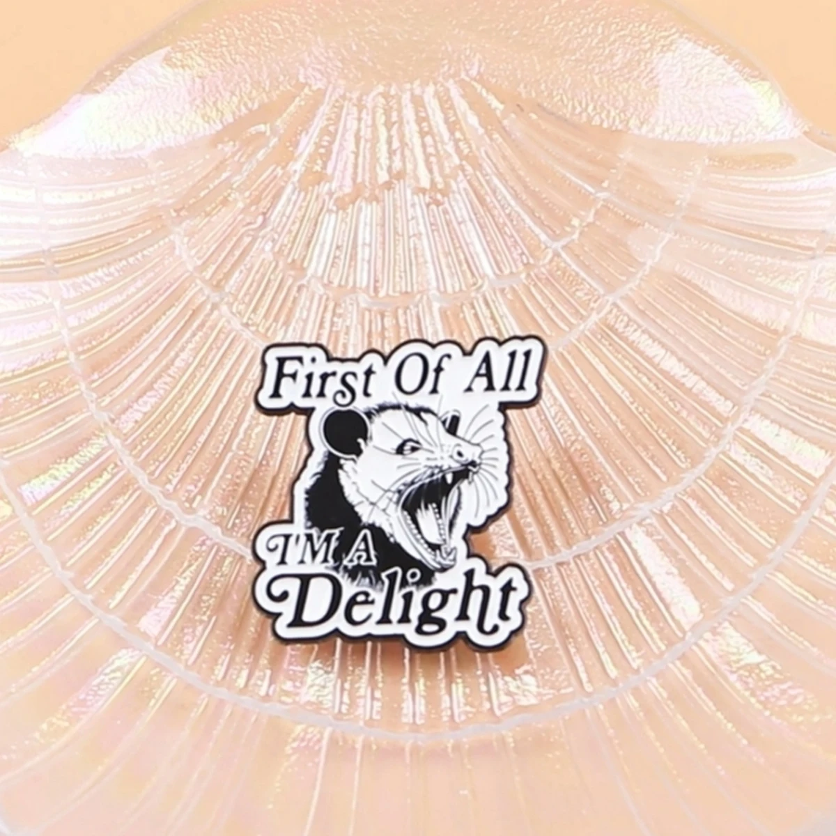 First Of All I'm A Delight Opossum Enamel Pin Funny Brooch for Jacket Backpack Hat Lapel Badge Sarcastic Humor Jewelry Gift