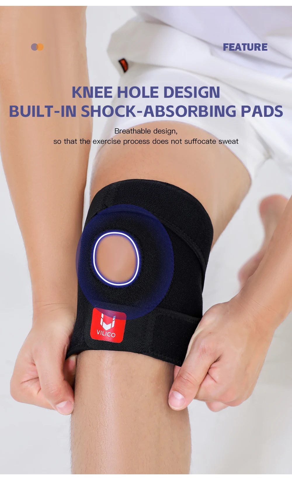1/2PC Open Patella Knee Support Adjustable Knee Brace Breathable Knee Wrap for Men Women Outdoor Fitness Running