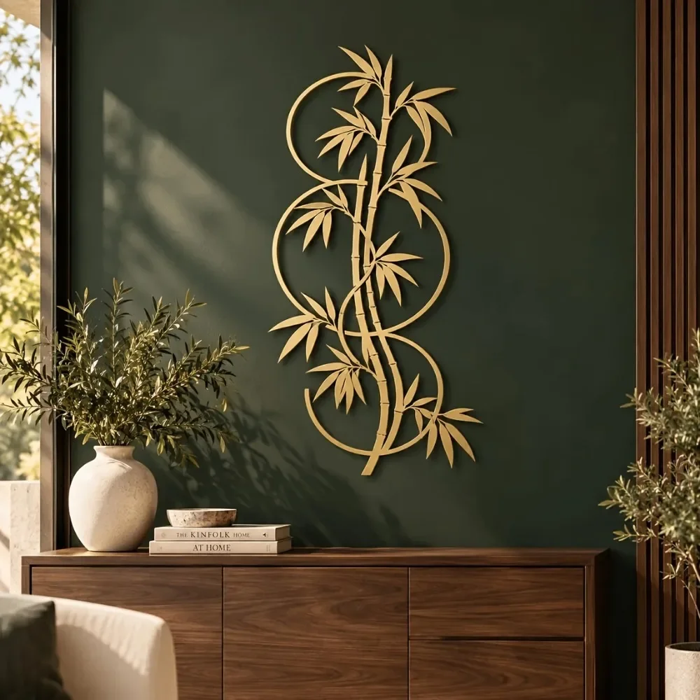 CIFBUY Iron Wall Art Bamboo Metal Japanese Zen Plant Sculpture For Living Room Bedroom Patio Home Office Decor Sign Gift