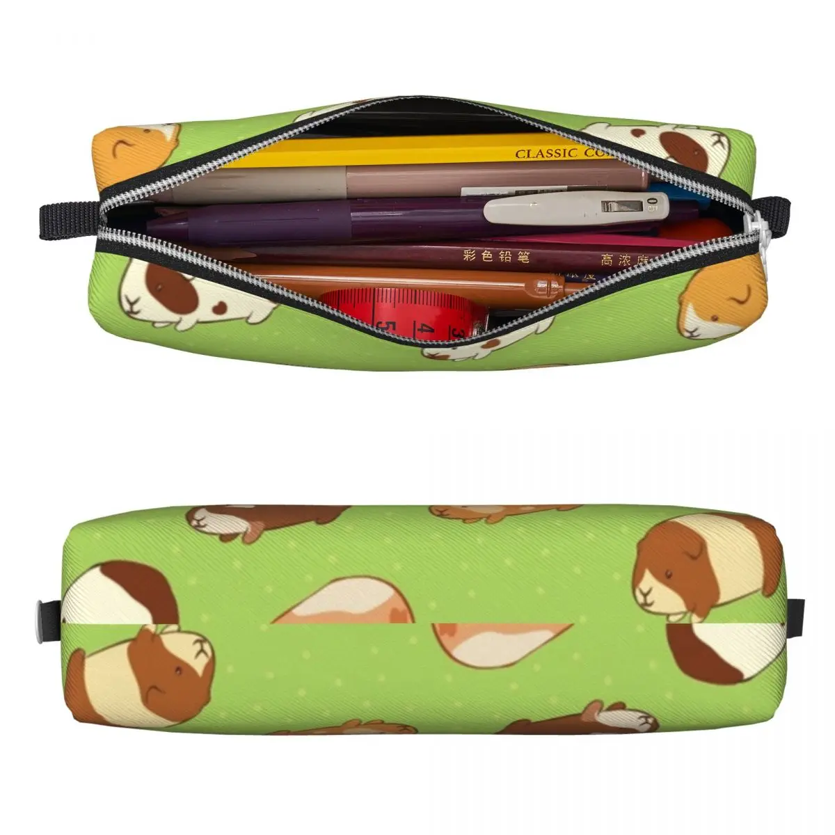 Guinea Pig Square Pencil Case Funny Animal Print For Teens Stationery Leather Pencil Box Simple Zipper Pen Bag