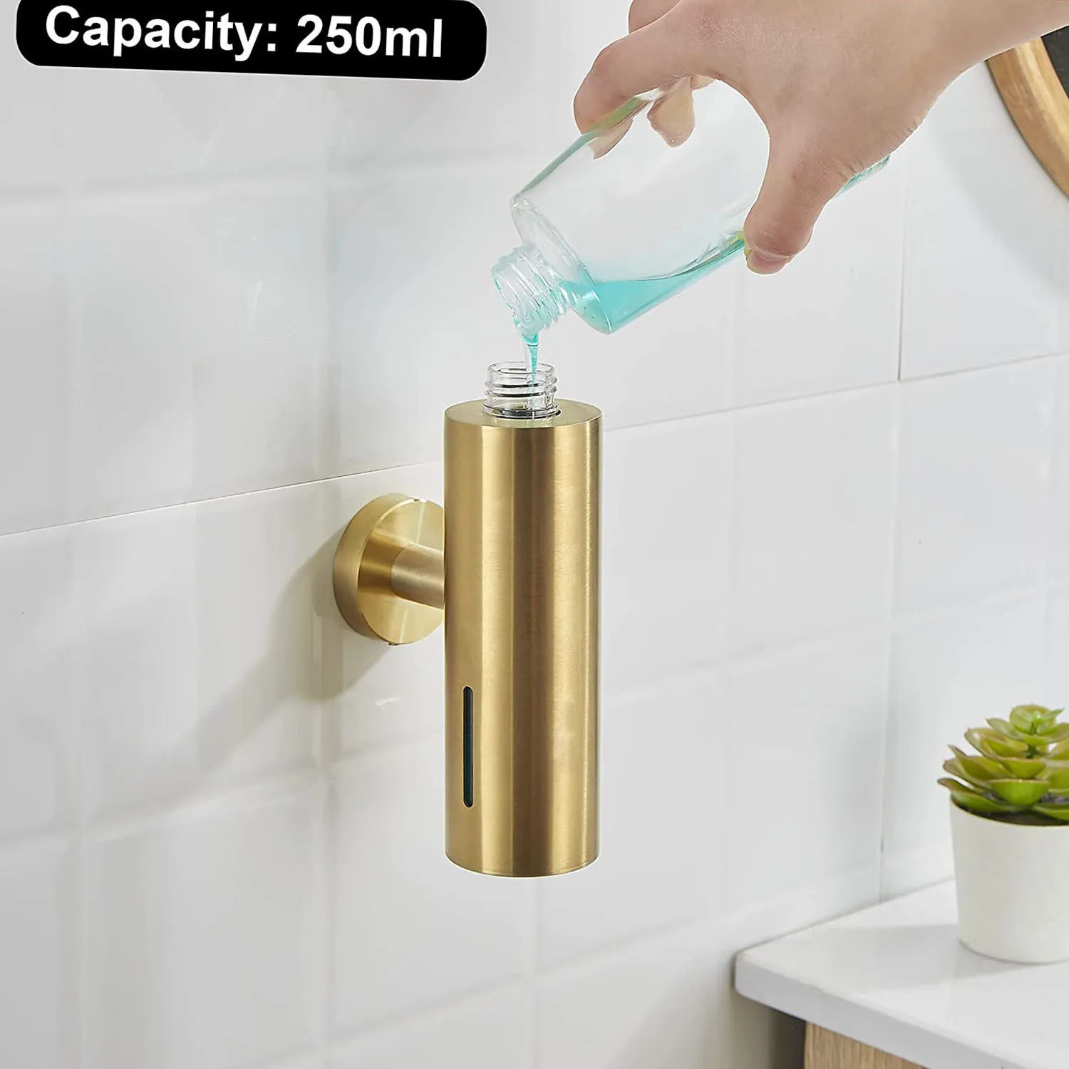 2024 Brushed Gold Manual Bathroom Liquid Soap Dispensers Wall Mounted Style 304 Stainless Steel Soap Solution Box For Hotel/Home