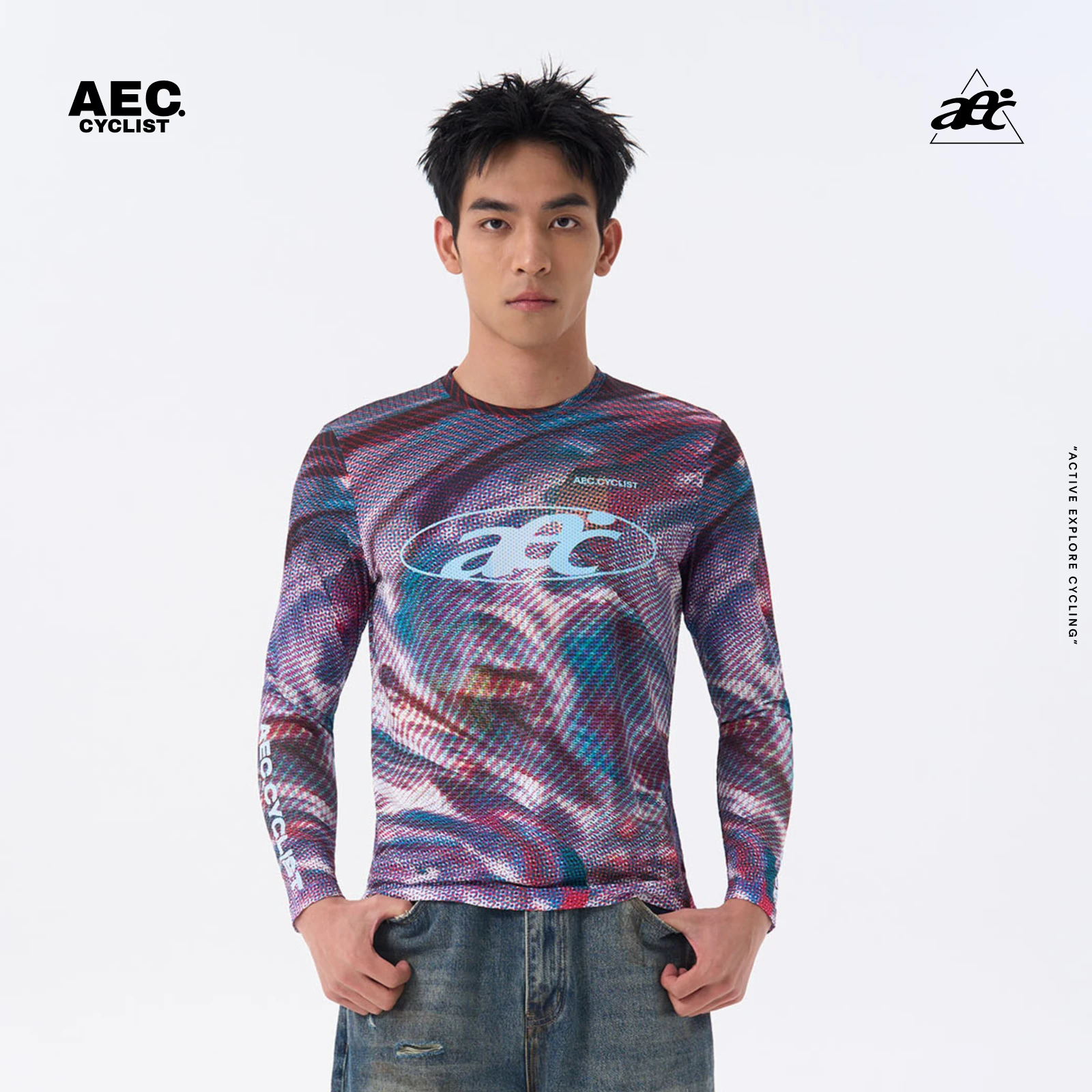

AEC 2026 Men's Cycling Jersey Oversized Casual Long Sleeve Tops Road Bike Tshirts Quick Dry Bicycle Clothes MTB CRIMSON SERIES