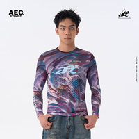 AEC 2026 Men's Cycling Jersey Oversized Casual Long Sleeve Tops Road Bike Tshirts Quick Dry Bicycle Clothes MTB CRIMSON SERIES