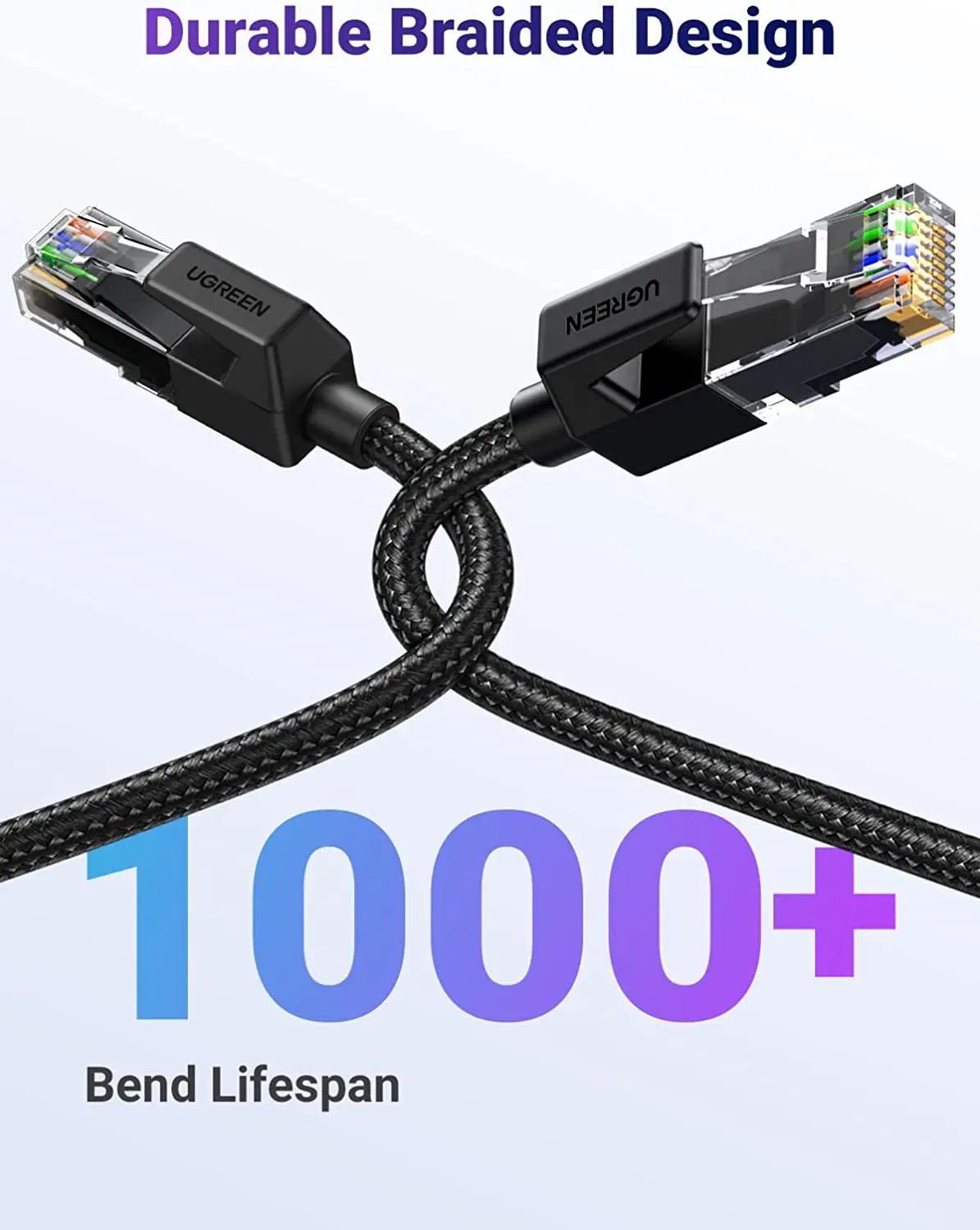 UGREEN Cat 6 이더넷 케이블 편조 Cat6 기가비트 고속 1000Mbps 인터넷 케이블 RJ45 차폐 네트워크 LAN 케이블